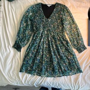 Ranna Gill Floral Green Mini Dress